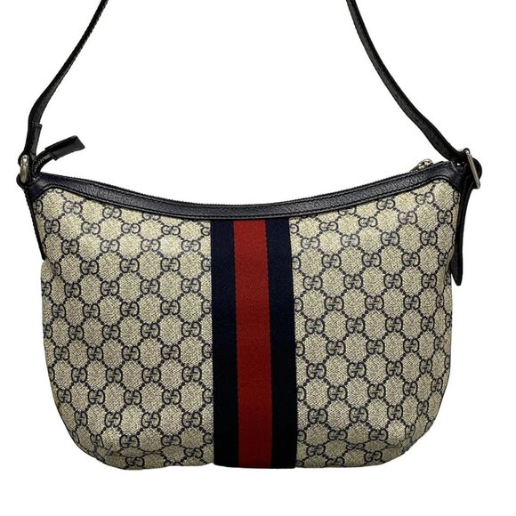 Auth GUCCI Ophidia GG Small Shoulder Bag 598125 Cream Dark Navy Red PVC - Picture 2 of 16